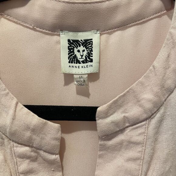 ANNE KLEIN LINEN OVERSIZED TUNIC Pink Women’s Shirt Size Medium - Picture 2 of 7